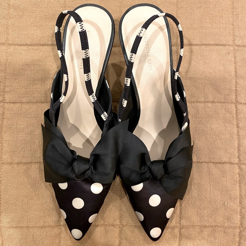 Something Navy - NEVER WORN - Size 7 slingback black and white polka dot heel